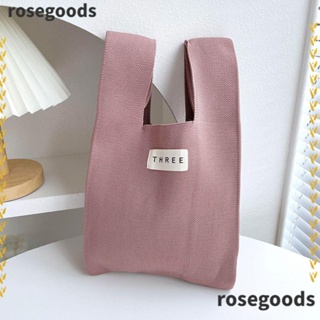 Rosegoods1 กระเป๋าถือลําลอง ผ้าถัก แฮนด์เมด ความจุสูง สําหรับผู้หญิง