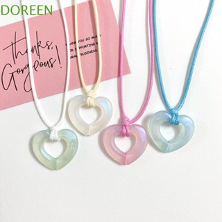 Doreen สร้อยคอเรซิ่นใส จี้รูปหัวใจ กลวง สไตล์เกาหลี เครื่องประดับ สําหรับผู้หญิง Y2K