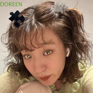 Doreen Acetate กิ๊บติดผม ทรงเรขาคณิต ขนาดเล็ก สีพื้น หรูหรา