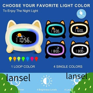 Lansel นาฬิกาปลุกพลาสติก พร้อมไฟกลางคืน หน้าจอ LED น่ารัก สําหรับเด็กวัยหัดเดิน