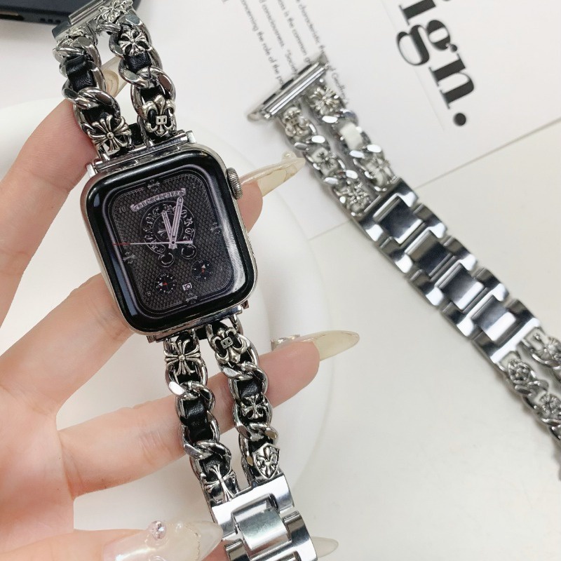 สายนาฬิกาข้อมือหนัง โลหะ สไตล์พังก์ สําหรับ Apple Watch Band Series 8 Ultra 7 SE 6 5 4 3 Iwatch 49 มม. 41 มม. 45 มม. 44 มม. 40 มม.