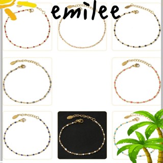 Emilee สร้อยข้อมือโซ่ ลูกปัดดาวเทียม สีทอง สไตล์โบโฮ แฟชั่น