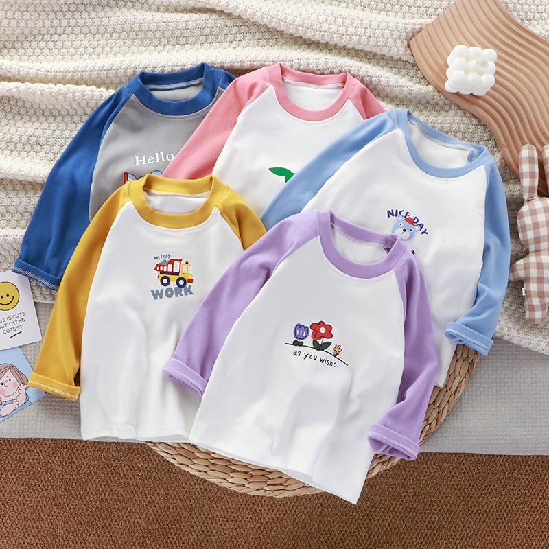 [ZY] พร้อมส่ง เสื้อยืดลําลอง แขนยาว ผ้ากํามะหยี่ ลายการ์ตูนเยอรมัน ให้ความอบอุ่น เข้ากับทุกการแต่งกาย แฟชั่นฤดูใบไม้ร่วง ฤดูหนาว สําหรับเด็ก 60-130 ซม.