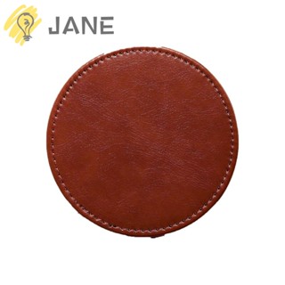 Jane ที่รองแก้วหนัง ทรงกลม สีแดง หรูหรา 4 นิ้ว สําหรับตกแต่งบ้าน 6 ชิ้น