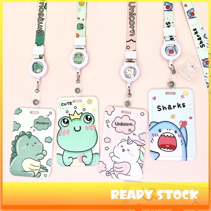 ✨พร้อมส่ง ✨กระเป๋าใส่บัตรประจําตัวนักเรียน ลายสัตว์น่ารัก ปรับขนาดได้ พร้อมสายคล้องคอ สําหรับบัตรรถบัส บัตรธนาคาร บัตรทํางาน