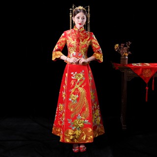 Xiuhe ชุดเดรสเจ้าสาว แต่งงาน สไตล์ใหม่ ชุดแต่งงาน มังกรฟีนิกซ์ จีน โบราณ แสดงและขนมปังปิ้ง 2023
