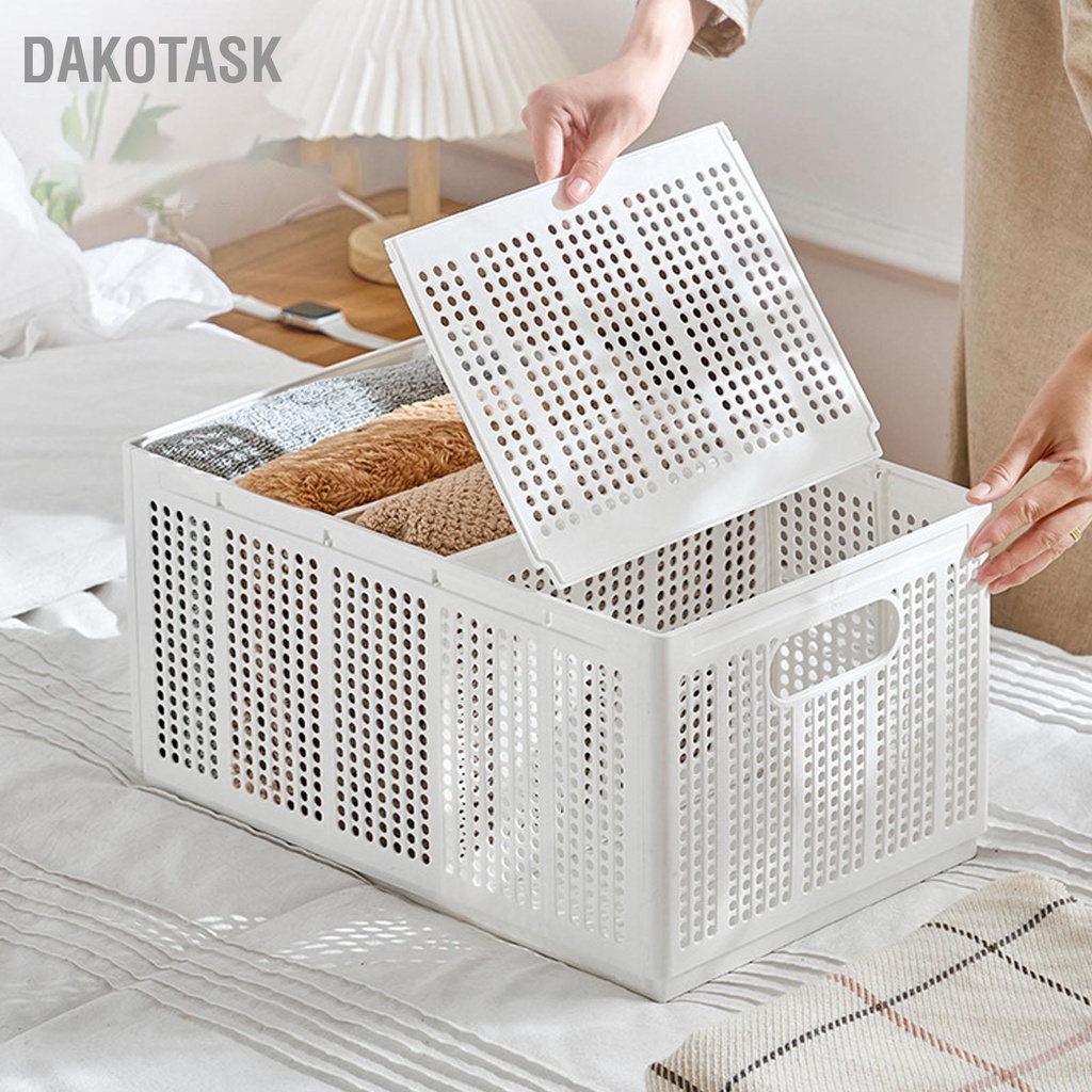 Dakotask. กล่องเก็บเสื้อผ้า กล่องเก็บกางเกง แบ่งช่อง พับได้ กล่องเก็บของ สีขาว ทนทาน สำหรับเก็บกางเกง