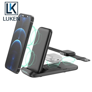 Luken 3 In 1 แท่นชาร์จไร้สาย 15W พับได้ ชาร์จเร็ว สําหรับ Samsung Galaxy S23 S22 S21 S20 Ultra S10 S9 S8 Plus