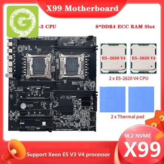 เมนบอร์ดซ็อกเก็ตคู่ X99 และ CPU 2XE5-2620 V4 และแผ่นความร้อน 2X LGA2011-3 8XDDR4 ECC RAM Slot PCIE X16 สําหรับเซิร์ฟเวอร์ PC