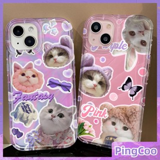 Pingcoo - เข้ากันได้สำหรับ เคส iphone 11 เคสไอโฟน เคสไอโฟน11 เคสไอโฟนระลอกน้ำเคสใสกันกระแทกกันกระแทกน่ารักตาโตสีม่วงแมวสีชมพูใช้ได้กับ iPhone 14 13 Pro max 12 Pro Max 11 xr xs max 7 8