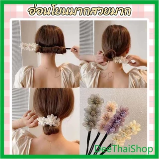 DeeThai กิ๊บสไตล์เกาหลี สําหรับผู้หญิงที่ชอบ DIY ลูกไม้ + ดอกไม้ เป็นขดลวด หัวบัน ม้วนผม hair accessories
