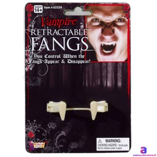 Vampire Fangs Retractable Fake Vampire Teeth Halloween Props ของเล่นคอสเพลย์ AUBESSTECHSTORE