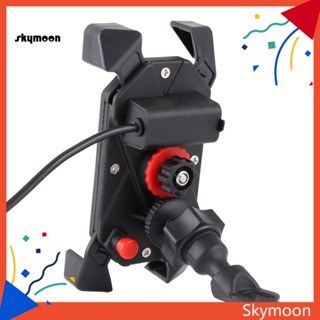 Skym* อุปกรณ์เมาท์ขาตั้ง USB แบบพกพา สีดํา สําหรับวางโทรศัพท์มือถือ ติดรถมอเตอร์ไซค์