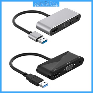 Pop ตัวแปลง USB3 0 ตัวผู้ เป็น VGA ตัวเมีย 1080P สําหรับ Windows 11 10 8 7