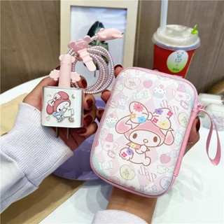 เคสซิลิโคน ลายการ์ตูนเมโลดี้น่ารัก พร้อมกระเป๋าเก็บ สําหรับป้องกันสายชาร์จ iPhone 20W 5 ชิ้น ต่อชุด