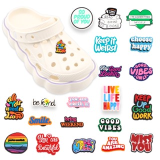 จี้ตัวอักษรภาษาอังกฤษ PVC สําหรับตกแต่งรองเท้า Crocs DIY 1 ชิ้น