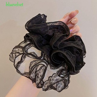 Bluevelvet ยางรัดผม ผ้าชีฟอง พิมพ์ลายลูกไม้ สําหรับเด็ก