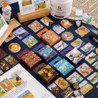 สติกเกอร์ ลาย Musha Van Gogh Monet สไตล์วินเทจ สําหรับติดตกแต่งสมุดไดอารี่ อัลบั้มรูปภาพ เครื่องเขียน YKTTH