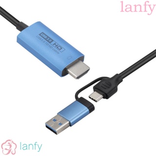 Lanfy สายเคเบิลอะแดปเตอร์ Type-c เป็น HDMI USB เป็น HDMI 5Gbps สีฟ้า Type-c เป็น HDMI สําหรับแล็ปท็อป