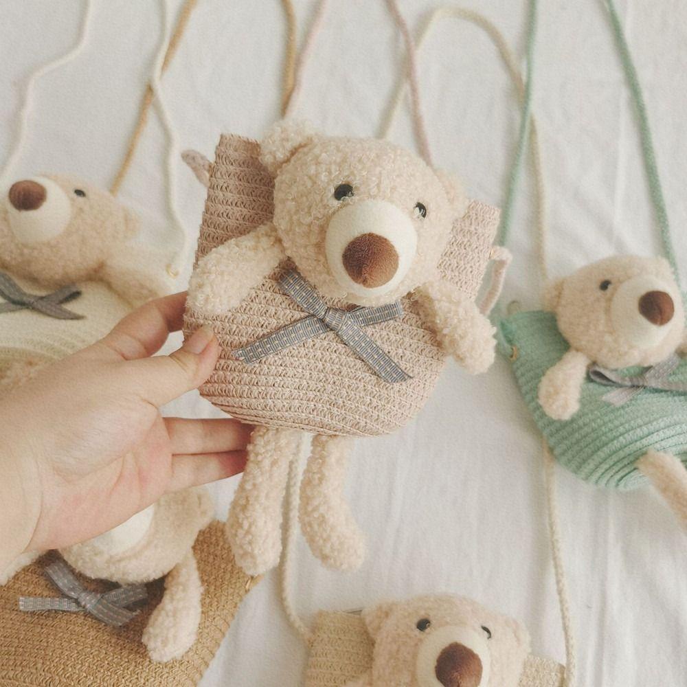 Maile 1PCS กระเป๋าสะพายกระต่ายน่ารักหมีฟางเด็กฤดูร้อน - รูปที่ 4