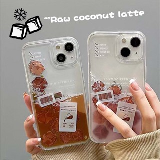 เคสโทรศัพท์มือถือแบบแข็ง ใส กันกระแทก มีทรายไหล ลายกาแฟ ลาเต้ มะพร้าว อเมริกา สําหรับ iPhone 14PROMAX 11 12PROMAX 13PROMAX XSMAX 14PLUS