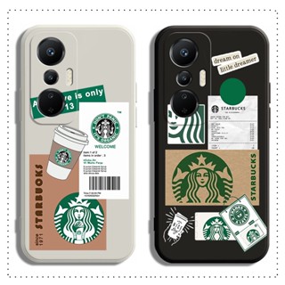 เคส Infinix HOT 9 10 10I 10S 10T 11 11S 12 12I PLAY NFC 2021 2022 โทรศัพท์มือถือ แบบนิ่ม ลาย Starbucks สีดํา สีขาว สําหรับ