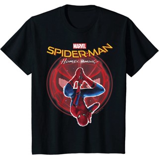 เสื้อยืดแขนสั้นเสื้อยืดผ้าฝ้ายพรีเมี่ยม เสื้อยืด พิมพ์ลาย Marvel Spider-Man Homecoming แบบแขวนS-5XL