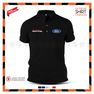 เสื้อยืดโปโล ผ้าฝ้าย พิมพ์ลายโลโก้ Ford Ranger Raptor EcoBoost V6 สําหรับผู้ชาย