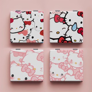 Hello Kitty กระจกแต่งหน้า สองด้าน แบบพกพา พับได้ ขนาดเล็ก ลายการ์ตูนน่ารัก