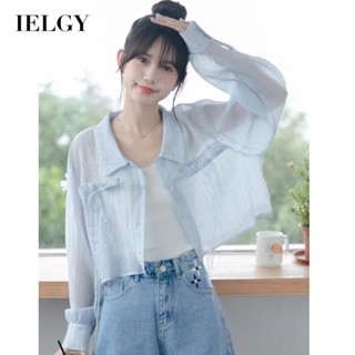 IELGY เสื้อชีฟอง แขนยาว ป้องกันแสงแดด สําหรับผู้หญิง