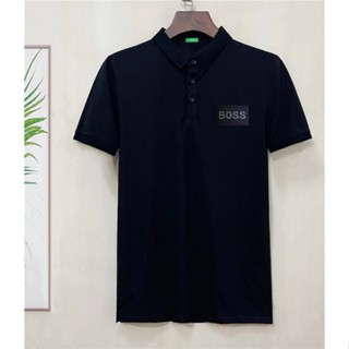 B0ss ใหม่ เสื้อโปโล แขนสั้น ผ้าฝ้าย ปักลายโมโนแกรม สําหรับผู้ชาย S-4XL