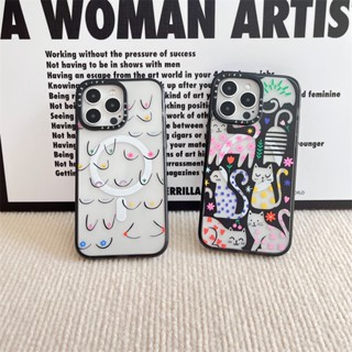 【Artistic Body Star Cat】CASETIFY เคสโทรศัพท์มือถืออะคริลิค แม่เหล็ก ลายแมว และดาว สําหรับ iPhone 14 Pro MAX 11 12 13 Pro MAX 14 Plus