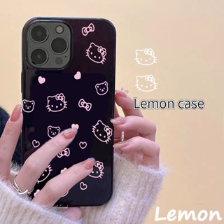 [Lemon] เคสโทรศัพท์มือถือ ลายแมวน่ารัก แวววาว สีดํา สีชมพู สําหรับ iPhone 14 14pro 14promax 14plus 13 13pro 13promax 7 8 7plus 8plus 11 12 XR XSMAX 12pro 11promax 12promax