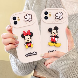 เคสโทรศัพท์มือถือ ซิลิโคนนิ่ม กันกระแทก ปิดด้านหลัง ลายการ์ตูนมิกกี้ มินนี่เมาส์ 3D ถอดออกได้ สําหรับ IPhone 11 12 13 14 Pro Max 7 8 Plus Se 2020 14Plus X Xs Xr Max 7+