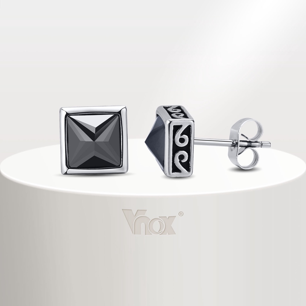 Vnox ต่างหู สเตนเลส ประดับเพชร เซลติก ทรงสี่เหลี่ยม แฟชั่นสําหรับผู้ชาย