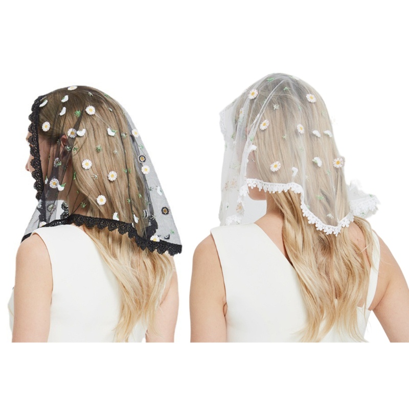 Fine Lace Church Veil Lace Triangle Mass Veil Mandilla Veil คาทอลิกโบสถ์ เวล