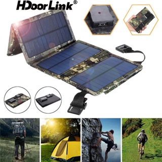 Hdoorlink พาวเวอร์แบงก์ พลังงานแสงอาทิตย์ 10W 5V แบบพกพา พับได้ กันน้ํา พอร์ต USB สําหรับชาร์จโทรศัพท์มือถือ แบตเตอรี่ กลางแจ้ง