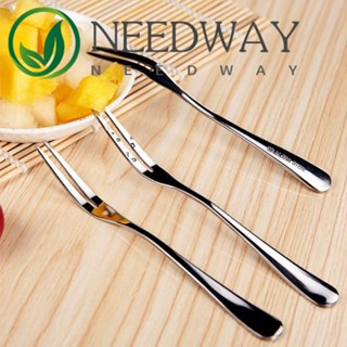 Needway ส้อมจิ้มผลไม้ เค้ก สเตนเลส แบบพกพา อุปกรณ์เสริม สําหรับงานเลี้ยงค็อกเทล