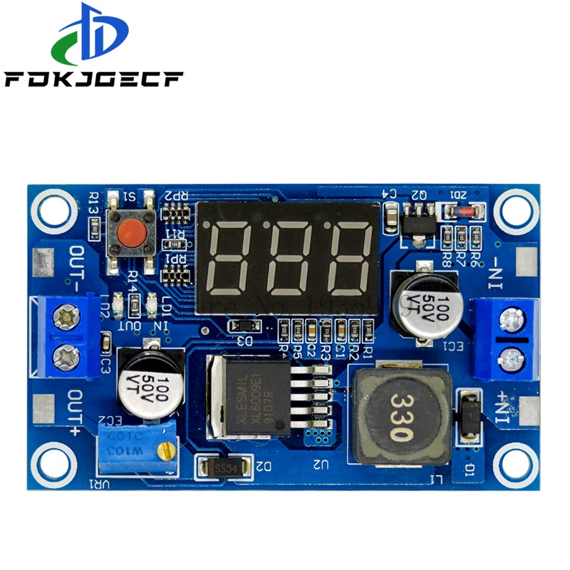 Dc-dc XL6009 โมดูลพาวเวอร์ซัพพลายดิจิทัล สเต็ปอัพ ปรับได้ 4.5-32V เป็น 5-52V ตัวควบคุมแรงดันไฟฟ้า พร้อมโวลต์มิเตอร์ LED