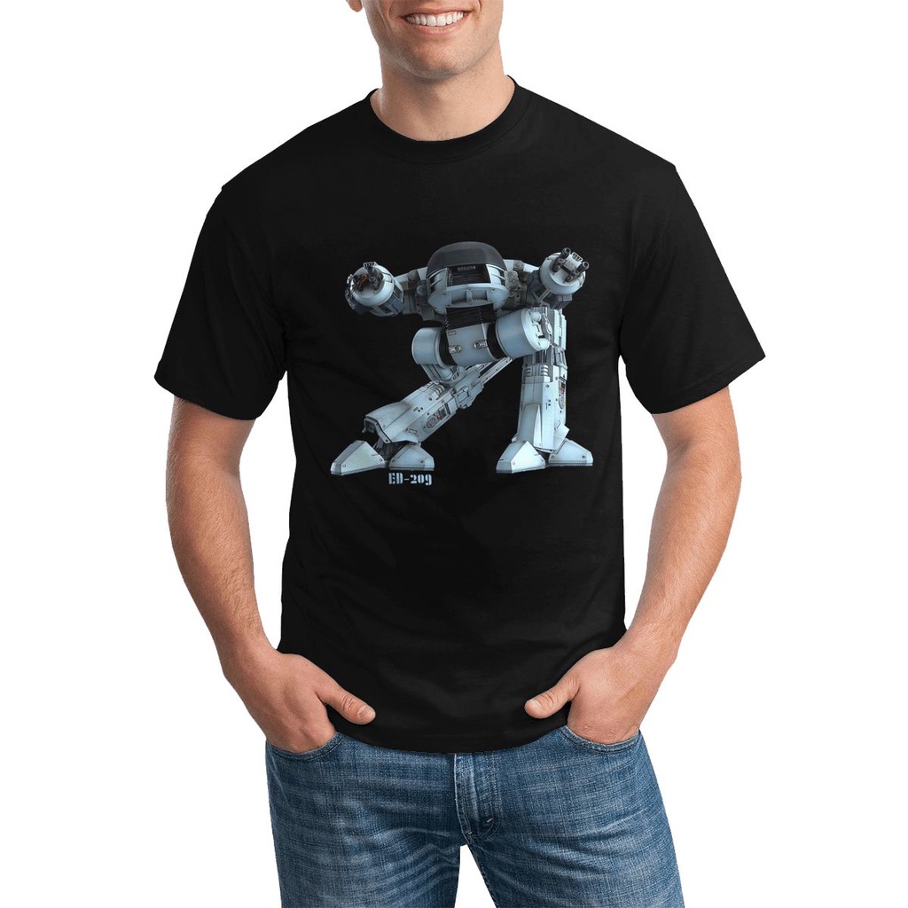 TOP QN【100% cotton】Ed-209 เสื้อยืดลําลอง แขนสั้น พิมพ์ลาย Robocop Enforcement Droid Cult Movie สําหร
