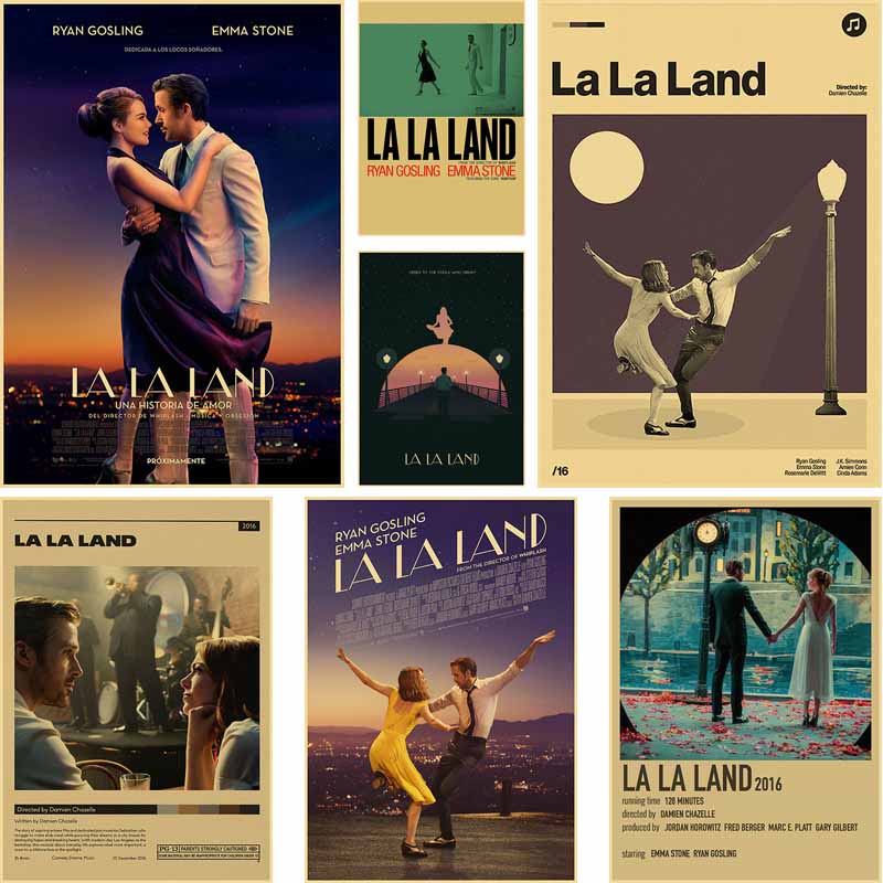 สติกเกอร์โปสเตอร์ กระดาษคราฟท์ ลายภาพยนตร์ La La Land ขนาด 42X30 ซม. สไตล์เรโทร สําหรับตกแต่งผนังบ้าน บาร์ คาเฟ่