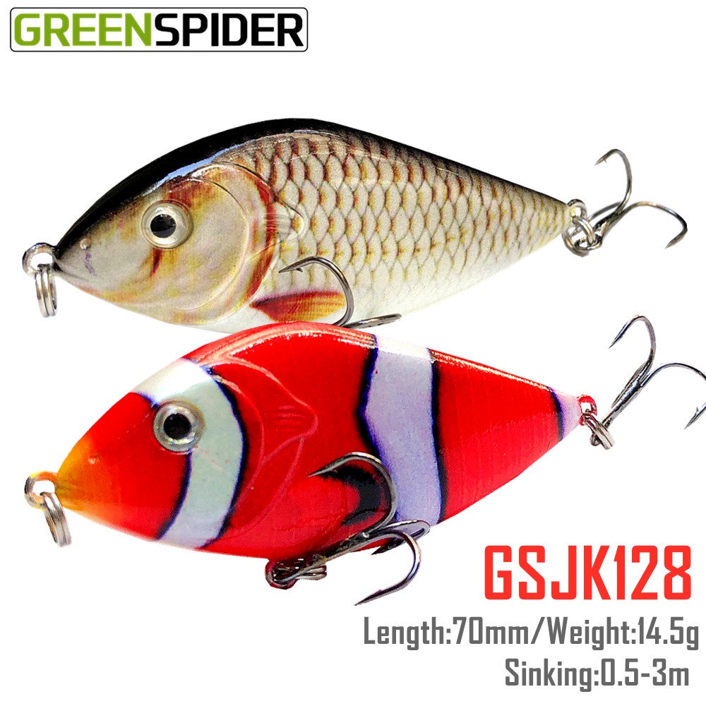 Jerkbait เหยื่อตกปลา 70 มม.15.5g Hard ช้า Sinking 3D ตา Wobbler Rattle Balls สําหรับ Pike Crap Perch Pesca ใน Sea Pond