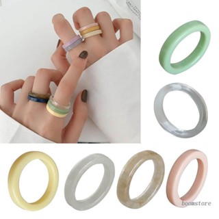 Boom Colorful Acrylic Rings for Women Girl Teen Thin Round Rings Transparent Ring