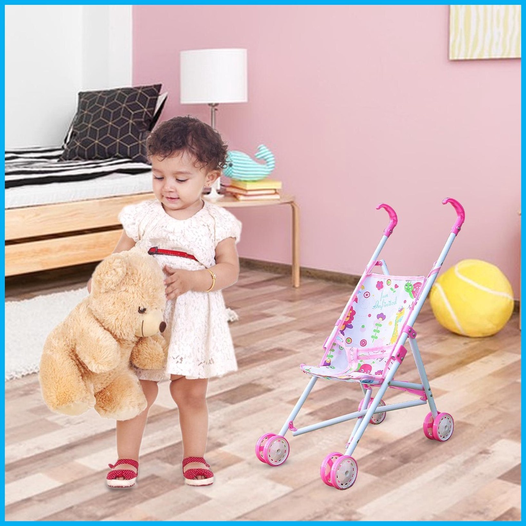 รถเข็นเด็ก แบบพับได้ พร้อมตะกร้าด้านล่าง เหมาะกับของขวัญ สําหรับเด็กผู้หญิง อายุ 3 ปี - รูปที่ 5