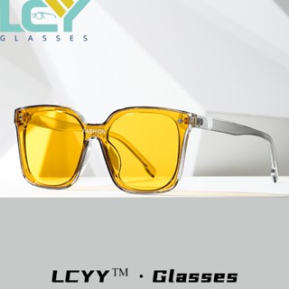 Lcyy2023 ใหม่ แว่นตากันแดด กรอบสี่เหลี่ยม ขนาดใหญ่ กัน UV สไตล์วินเทจ 9562