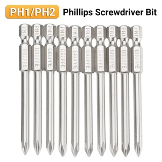 Phillips ดอกไขควงหัวไขว้ แกนหกเหลี่ยม เหล็ก S2 แม่เหล็ก ยาว 75 100 มม. PH00 PH0 PH1 PH2 1/4 นิ้ว สําหรับไขควงไฟฟ้า 10 ชิ้น