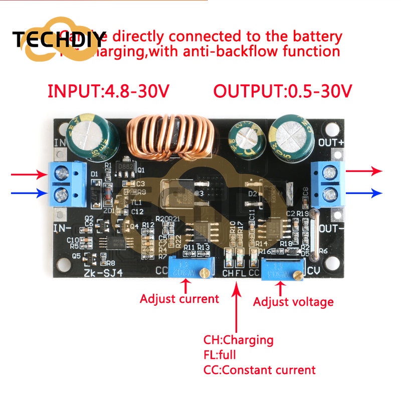 Dc DC อัตโนมัติ พลังงานแสงอาทิตย์ กระแสไฟคงที่ การป้องกันแรงดันไฟฟ้า 60W ประสิทธิภาพสูง สามารถเพิ่มขั้นตอนการลดทอน