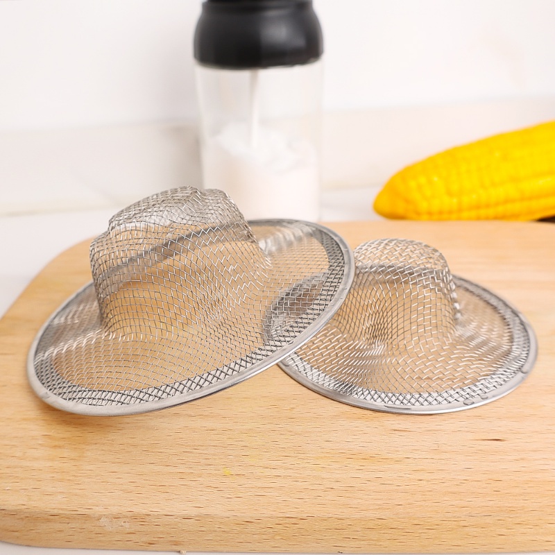 ที่กรองท่อระบายน้ํา สเตนเลส แบบพกพา รูปหมวกฟาง ป้องกันการปิดกั้น สําหรับอ่างล้างจาน ห้องครัว ห้องน้ํา อ่างล้างหน้า