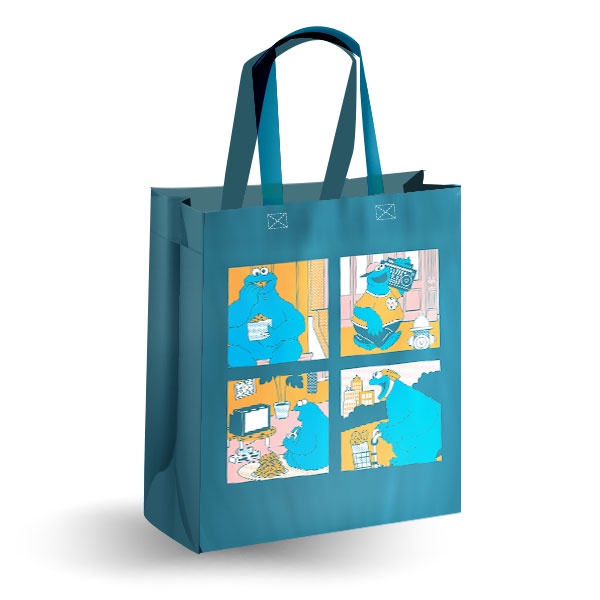 SST3-กระเป๋ากระสอบสาน PP : Cookie Monster Hobby PP Woven Tote Bag-NBL-M W35XH40XS15 cm.