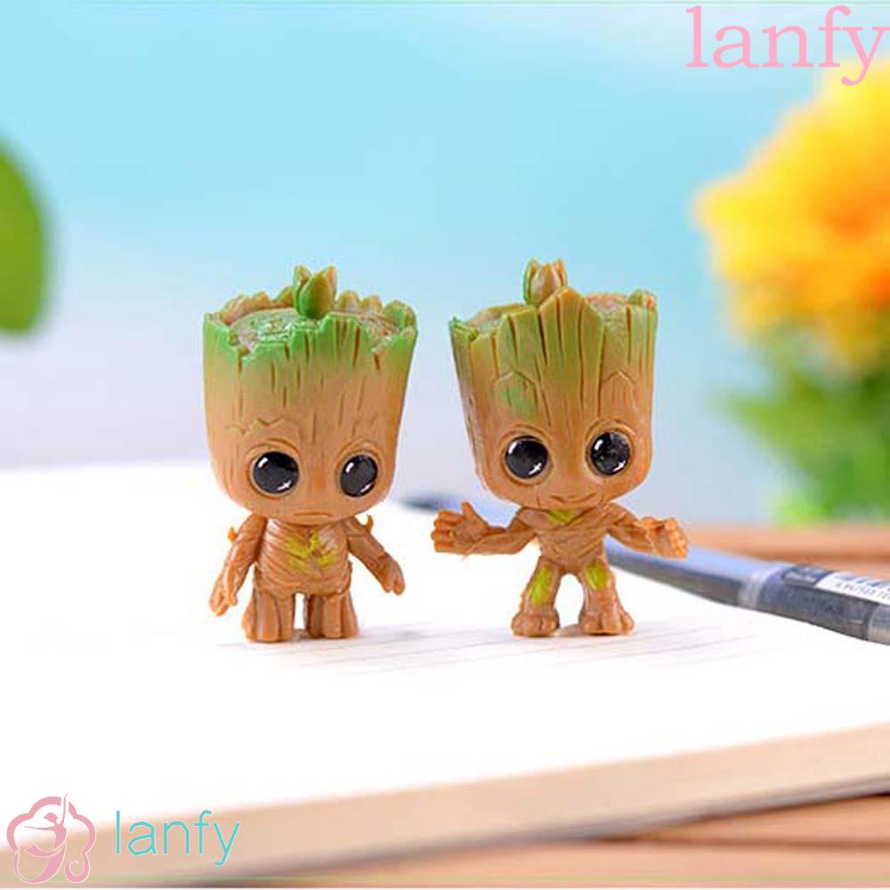 ฟิกเกอร์ Lanfy Cute Tree Man Groot สําหรับตกแต่งภายในรถยนต์ 4 ชิ้น